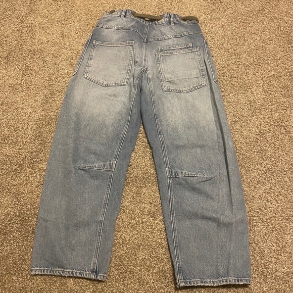 We the Free Moxie Low Slung Barrel jeans 27 boho casual truest blue button fly - Picture 6 of 8
